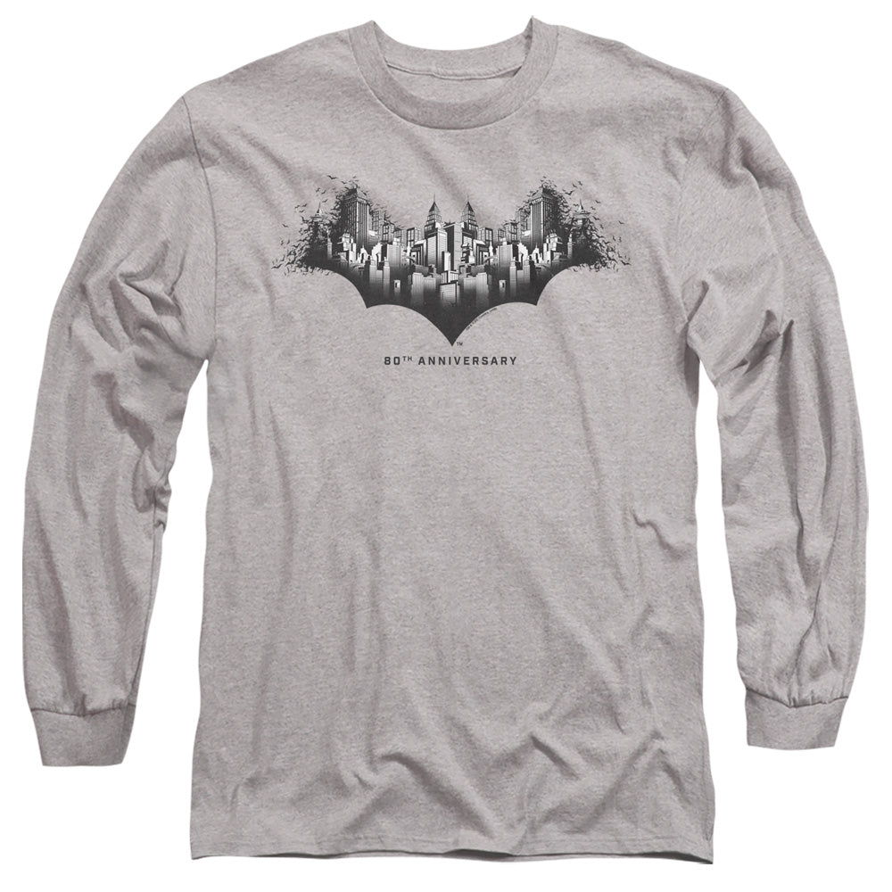 Batman Gotham Shield Mens Long Sleeve Shirt Athletic Heather