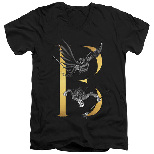 Batman B Mens Slim Fit V Neck T Shirt Black