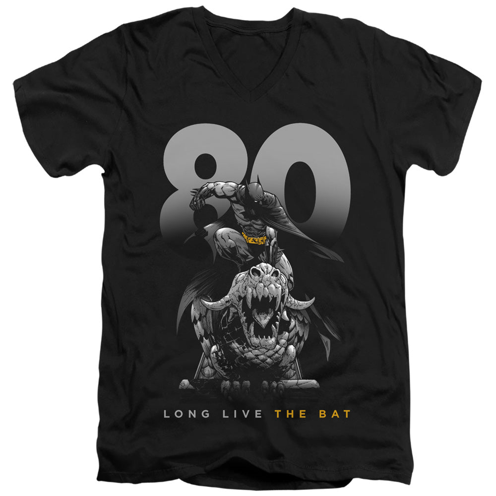 Batman Big 80 Mens Slim Fit V Neck T Shirt Black