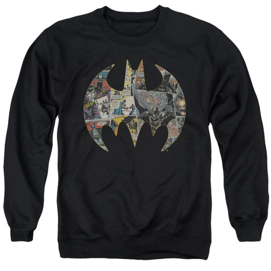 Batman Collage Shield Mens Crewneck Sweatshirt Black