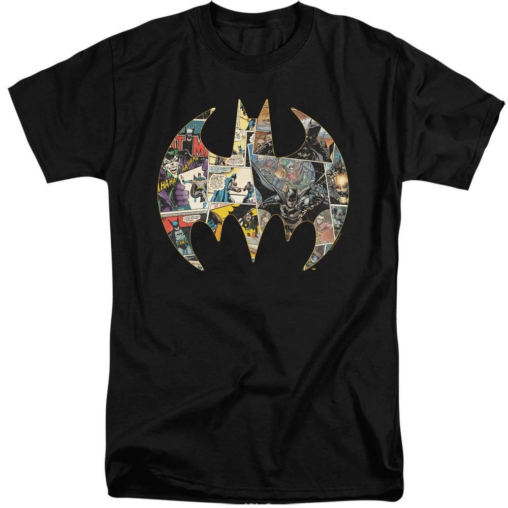 Batman Collage Shield Mens Tall T Shirt Black