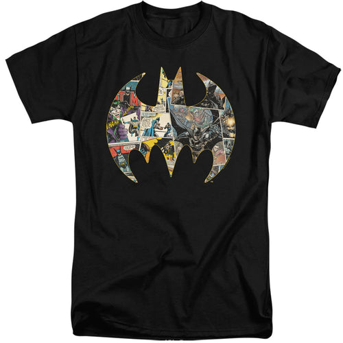 Batman Collage Shield Mens Tall T Shirt Black