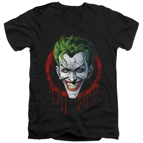 Batman Joker Drip Mens Slim Fit V Neck T Shirt Black
