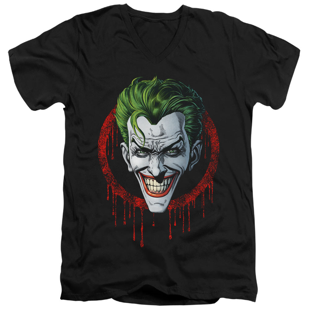 Batman Joker Drip Mens Slim Fit V Neck T Shirt Black