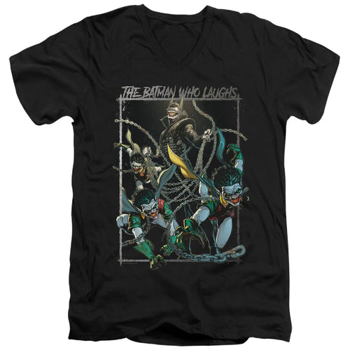 Batman Batman Who Laughs Mens Slim Fit V Neck T Shirt Black