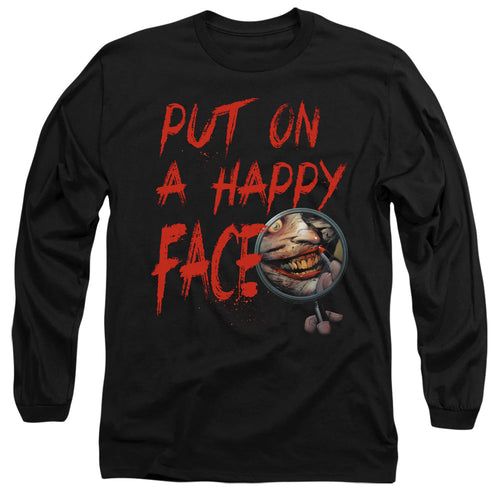 Batman Happy Face Mens Long Sleeve Shirt Black
