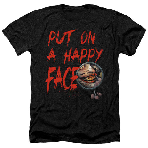 Batman Happy Face Heather Mens T Shirt Black