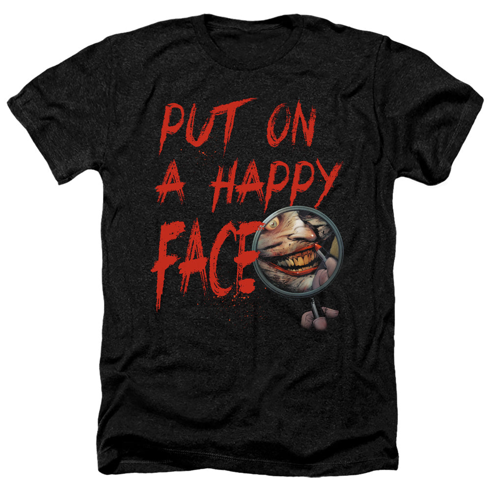 Batman Happy Face Heather Mens T Shirt Black