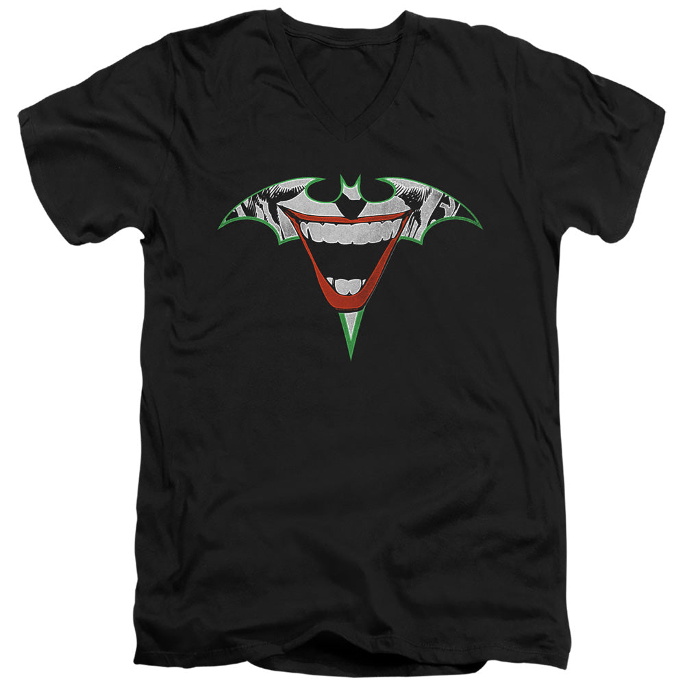Batman Joker Bat Logo Mens Slim Fit V Neck T Shirt Black