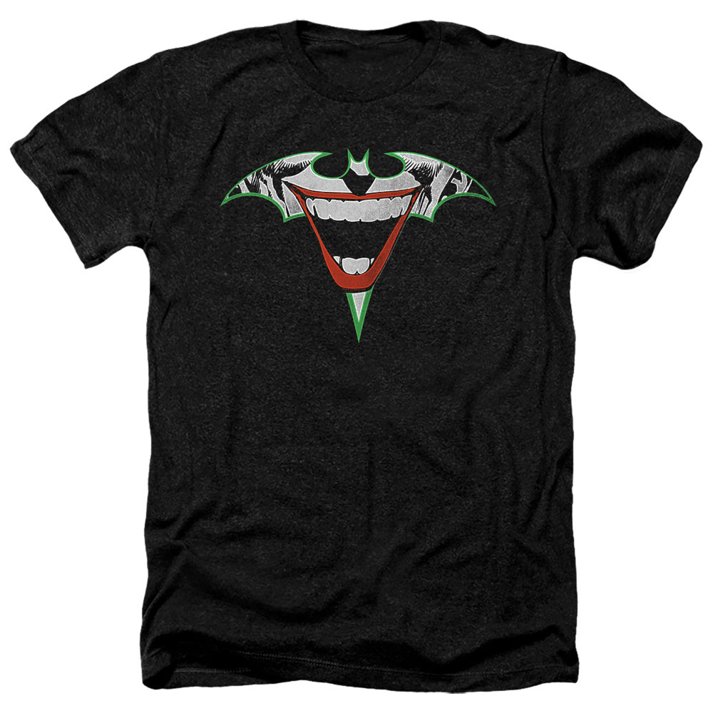 Batman Joker Bat Logo Heather Mens T Shirt Black