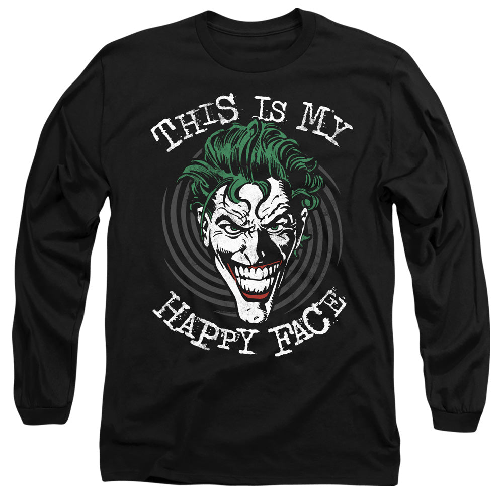 Batman Maniacal Spiral Mens Long Sleeve Shirt Black