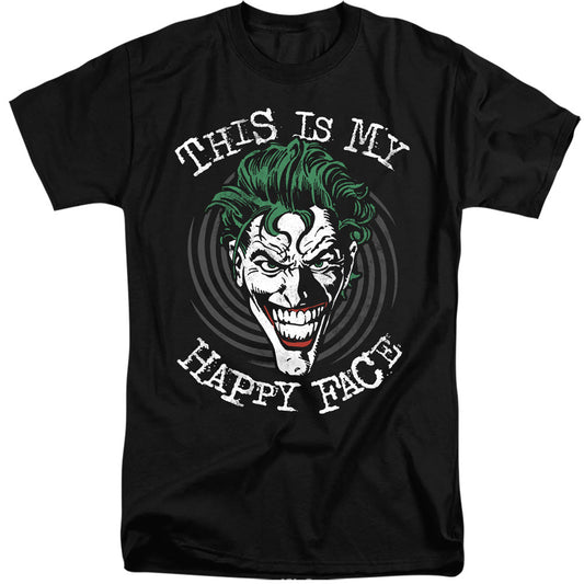 Batman Maniacal Spiral Mens Tall T Shirt Black