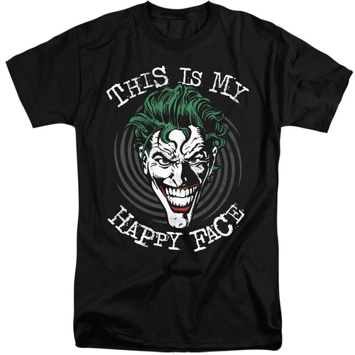 Batman Maniacal Spiral Mens Tall T Shirt Black