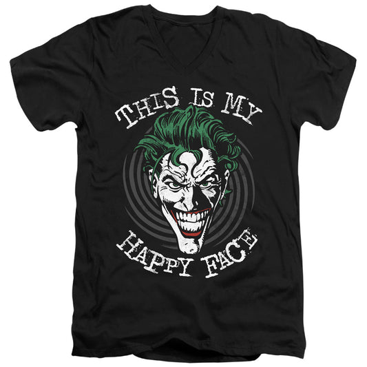 Batman Maniacal Spiral Mens Slim Fit V Neck T Shirt Black