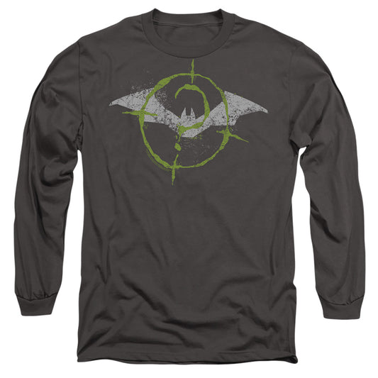 The Batman (2022) Scribbles Bat Logo Mens Long Sleeve Shirt Charcoal Officially Licensed