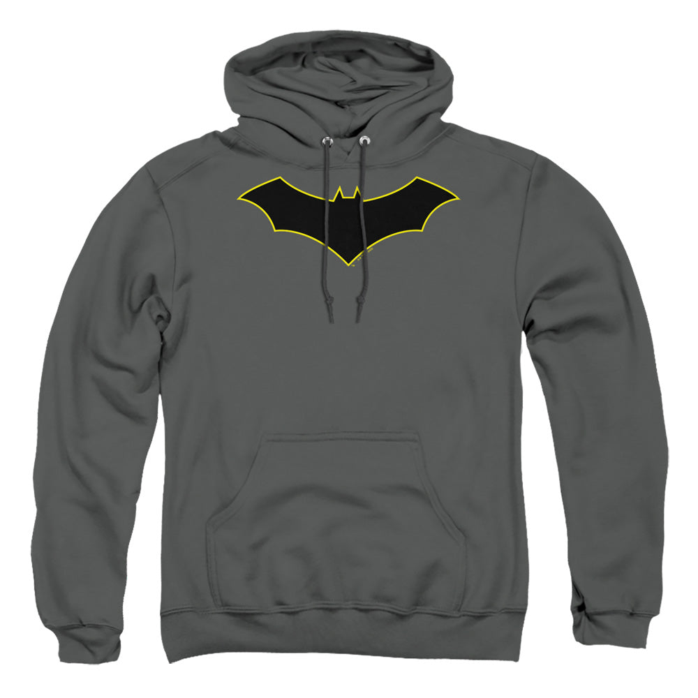 Batman Batman Logo Yellow Outline Mens Hoodie Charcoal