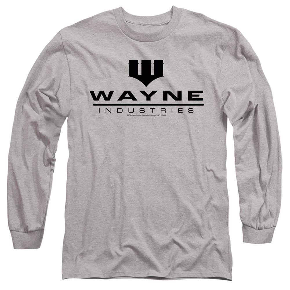 Batman Wayne Industries Mens Long Sleeve Shirt Athletic Heather