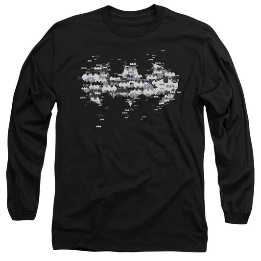 Batman Multi Bat Logo Mens Long Sleeve Shirt Black