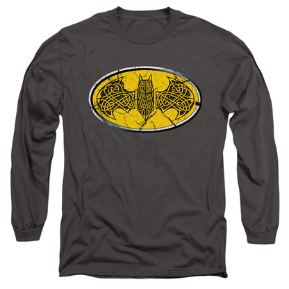 Batman Celtic Shield Mens Long Sleeve Shirt Charcoal