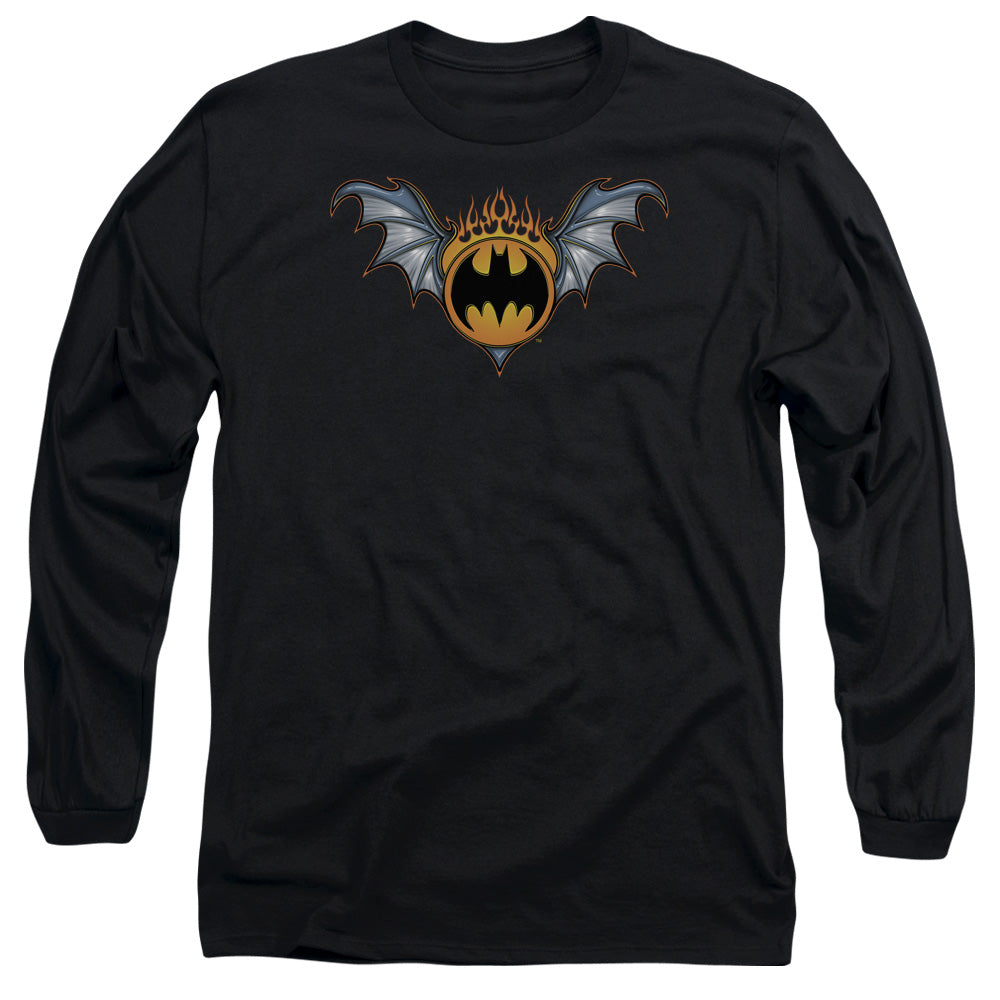 Batman Bat Wings Logo Mens Long Sleeve Shirt Black