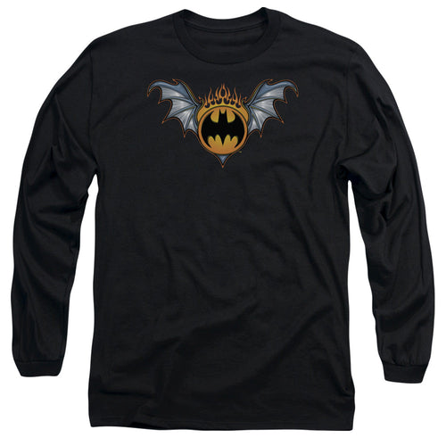 Batman Bat Wings Logo Mens Long Sleeve Shirt Black
