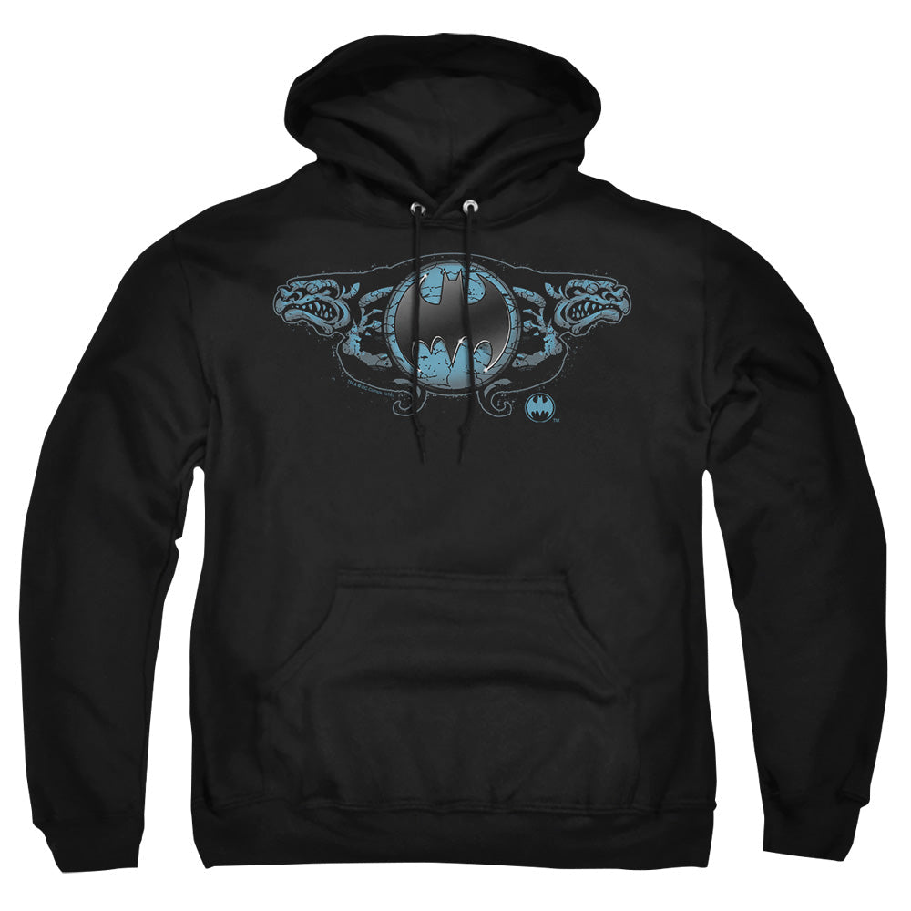 Batman Two Gargoyles Logo Mens Hoodie Black