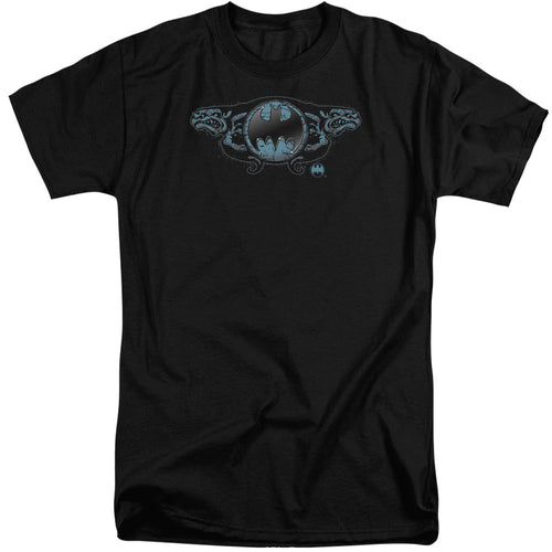 Batman Two Gargoyles Logo Mens Tall T Shirt Black