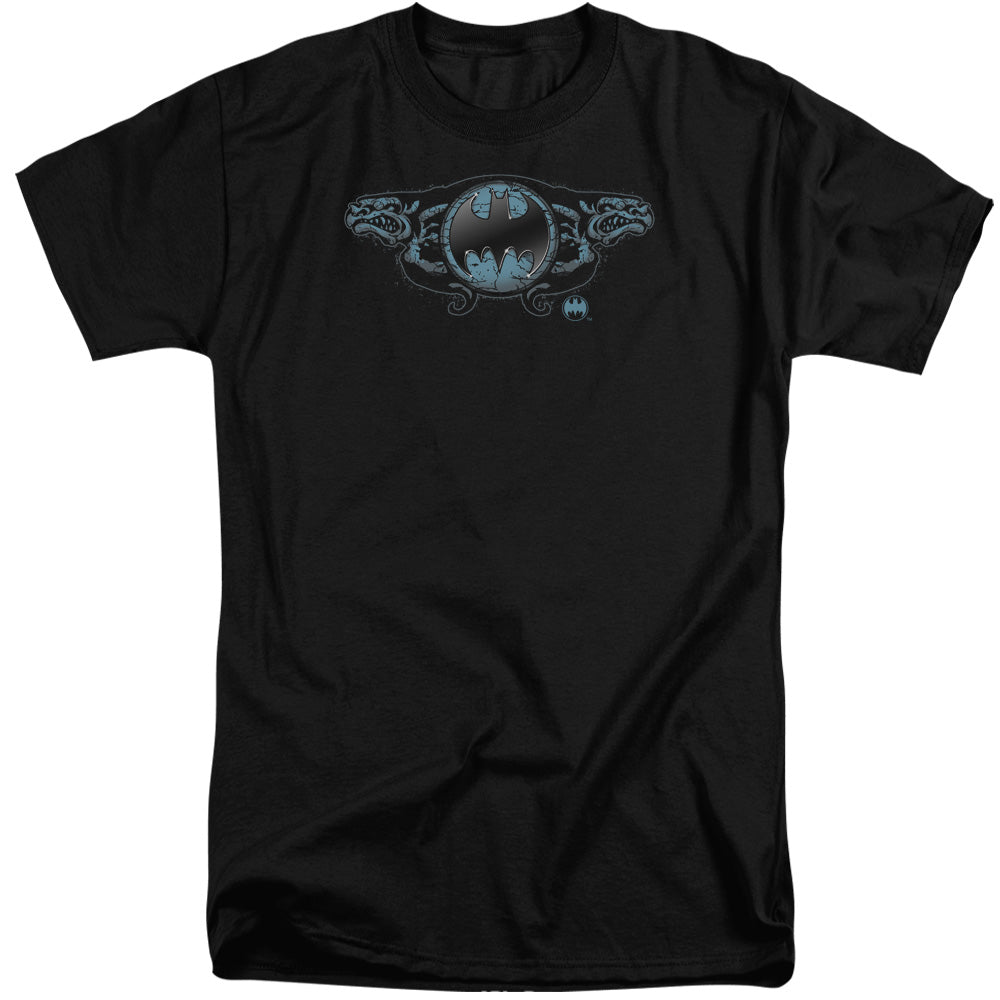 Batman Two Gargoyles Logo Mens Tall T Shirt Black