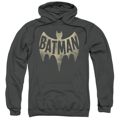 Batman Classic Tv Vintage Logo Mens Hoodie Charcoal