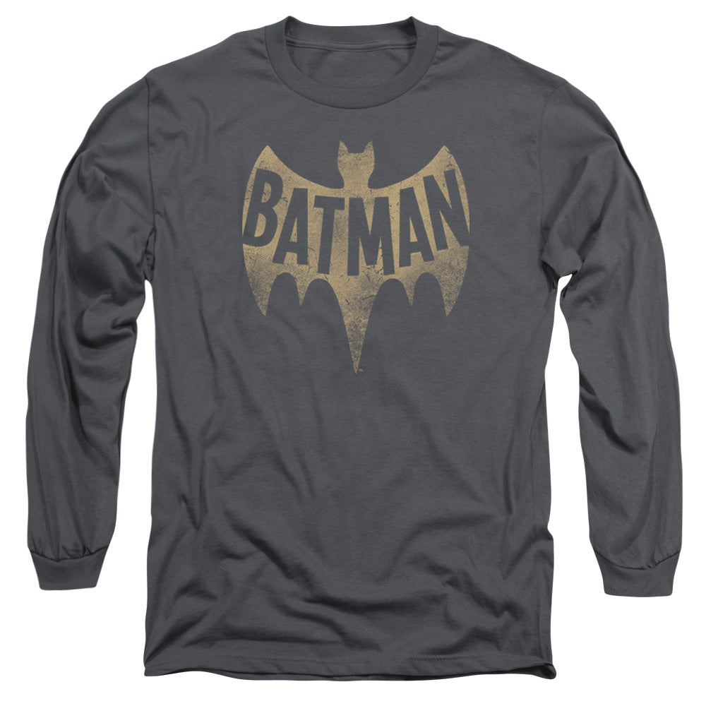 Batman Classic Tv Vintage Logo Mens Long Sleeve Shirt Charcoal