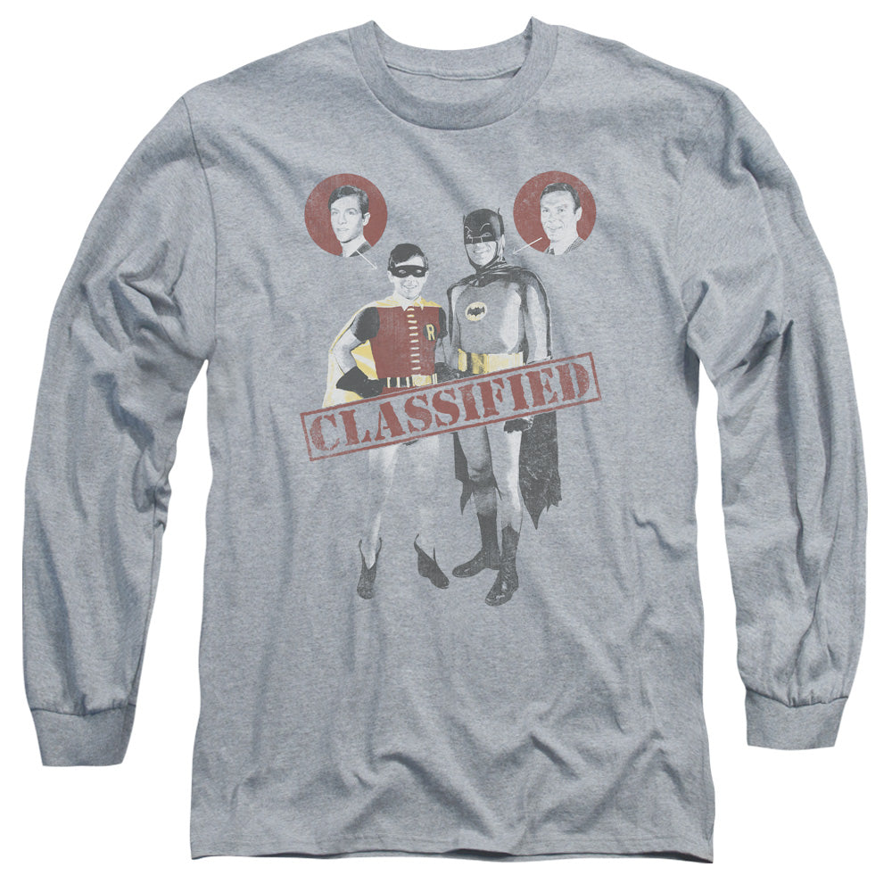 Batman Classic Tv Classified Mens Long Sleeve Shirt Athletic Heather