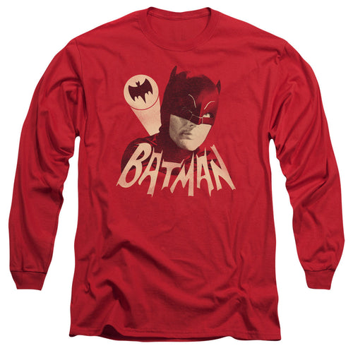 Batman Classic Tv Bat Signal Mens Long Sleeve Shirt Red