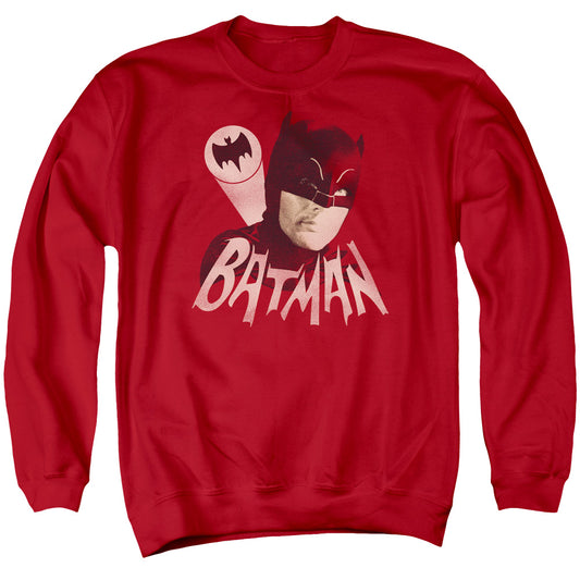 Batman Classic Tv Bat Signal Mens Crewneck Sweatshirt Red Officially Licensed