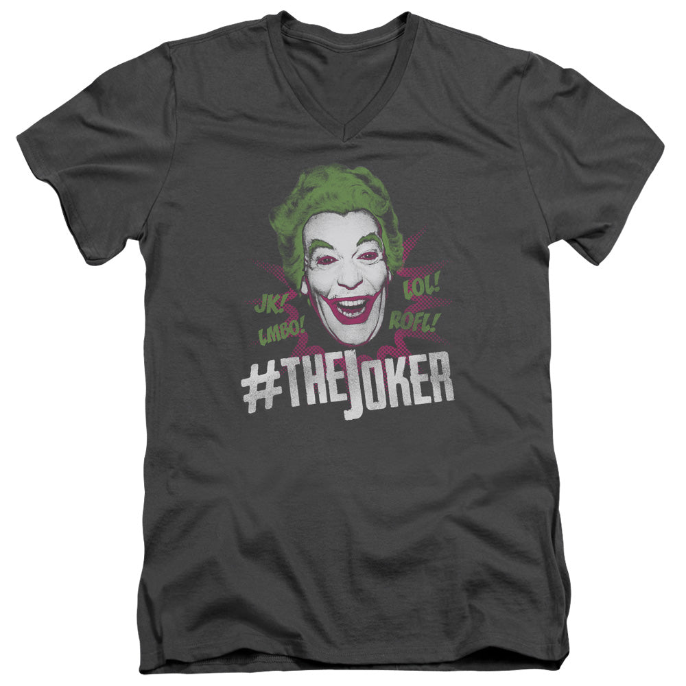 Batman Classic Tv #joker Mens Slim Fit V Neck T Shirt Charcoal