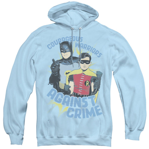Batman Classic Tv Courageous Warriors Mens Hoodie Light Blue