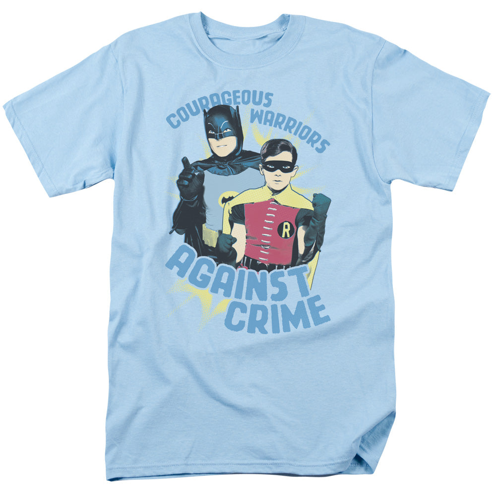 Batman Classic Tv Courageous Warriors Mens T Shirt Light Blue