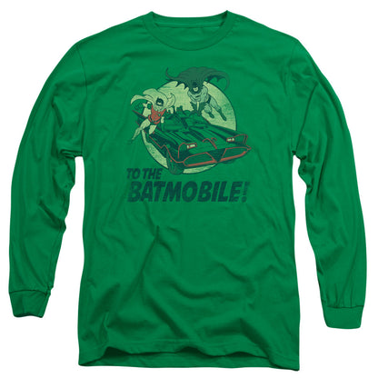 Batman Classic Tv To The Batmobile Mens Long Sleeve Shirt Kelly Green