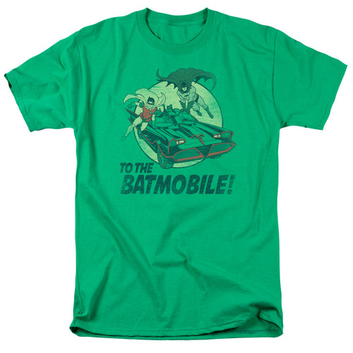 Batman Classic Tv To The Batmobile Mens T Shirt Kelly Green