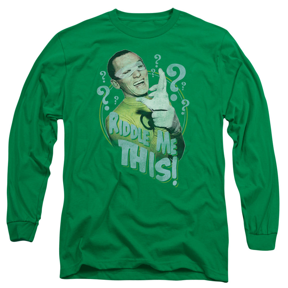 Batman Classic Tv Riddle Me This Mens Long Sleeve Shirt Kelly Green