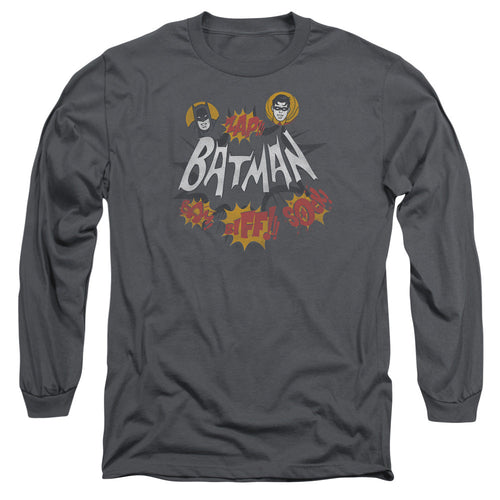 Batman Classic Tv Sound Effects Mens Long Sleeve Shirt Charcoal