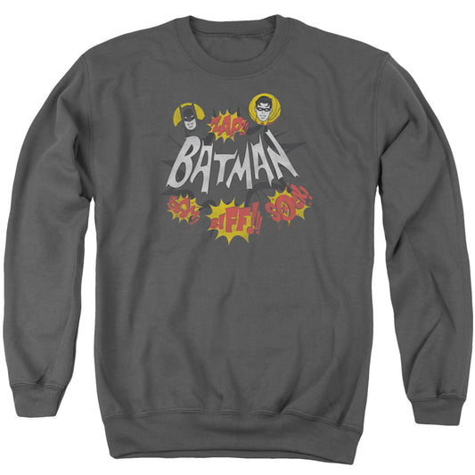 Batman Classic Tv Sound Effects Mens Crewneck Sweatshirt Charcoal Officially Licensed