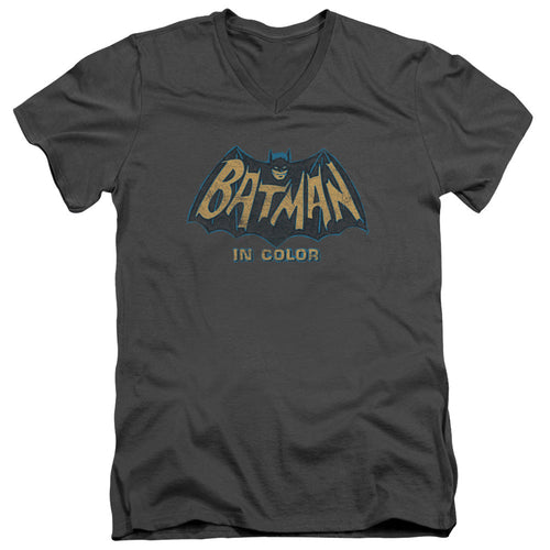 Batman Classic Tv In Color Mens Slim Fit V Neck T Shirt Charcoal