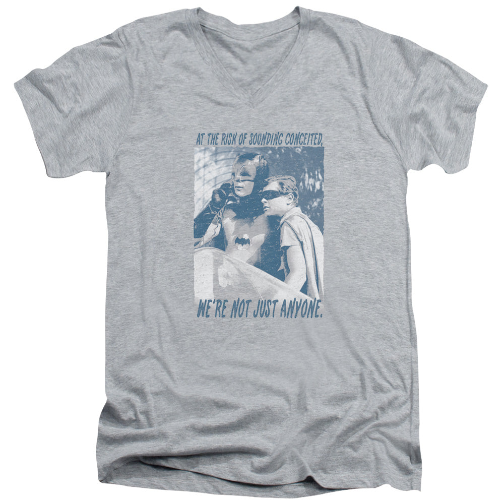 Batman Classic Tv Boogie Nights Mens Slim Fit V Neck T Shirt Athletic Heather