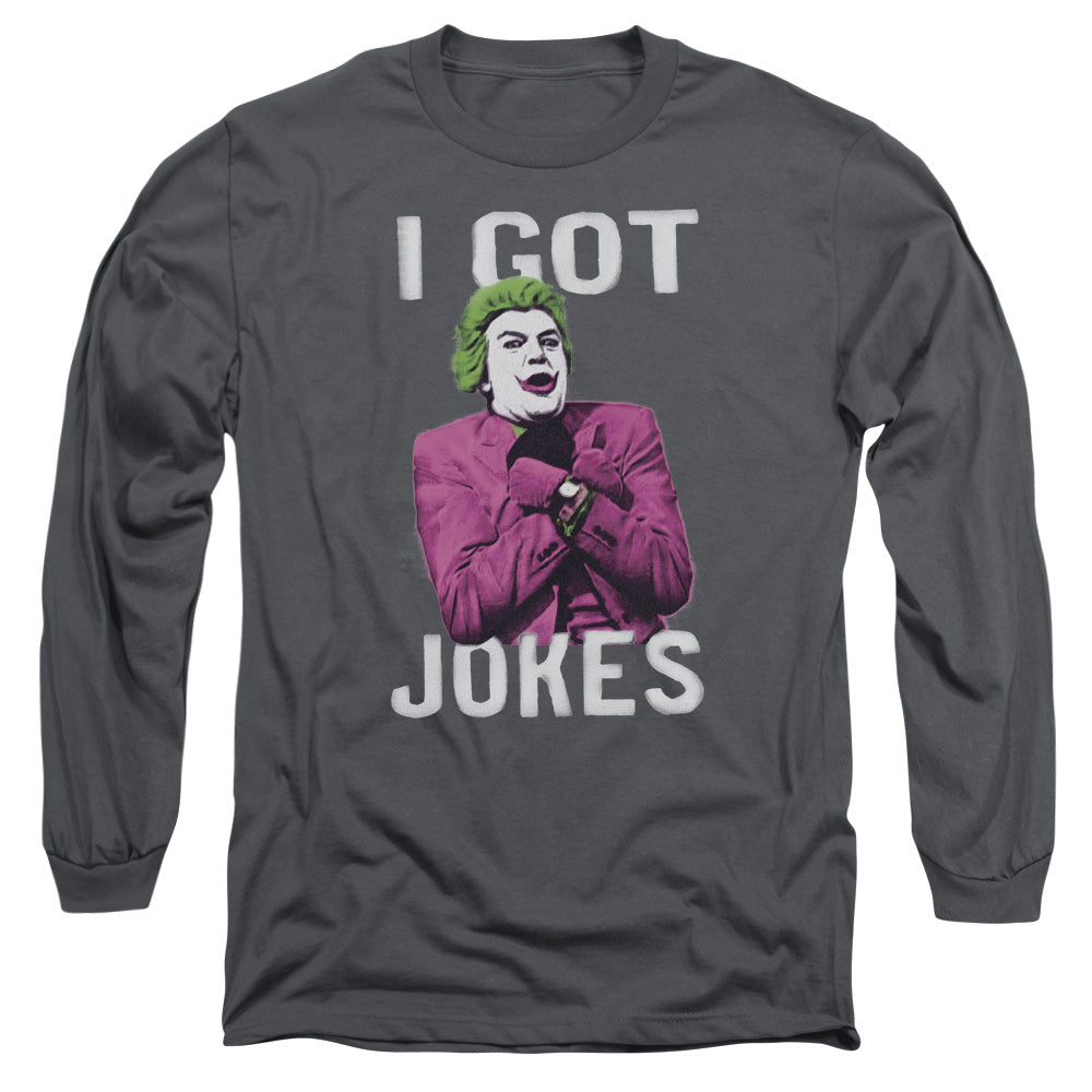 Batman Classic Tv Got Jokes Mens Long Sleeve Shirt Charcoal
