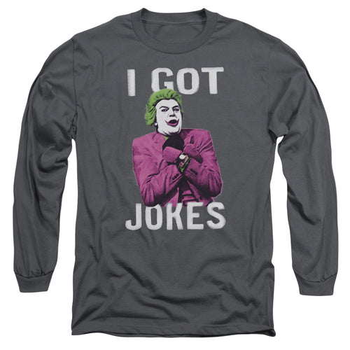 Batman Classic Tv Got Jokes Mens Long Sleeve Shirt Charcoal
