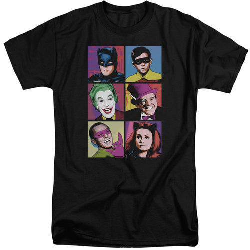 Batman Classic Tv Pop Cast Mens Tall T Shirt Black