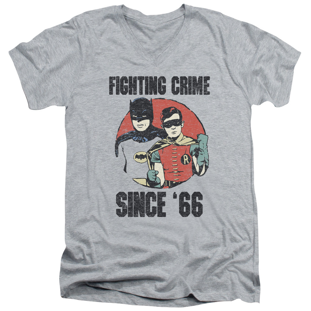 Batman Classic Tv Since 66 Mens Slim Fit V Neck T Shirt Athletic Heather