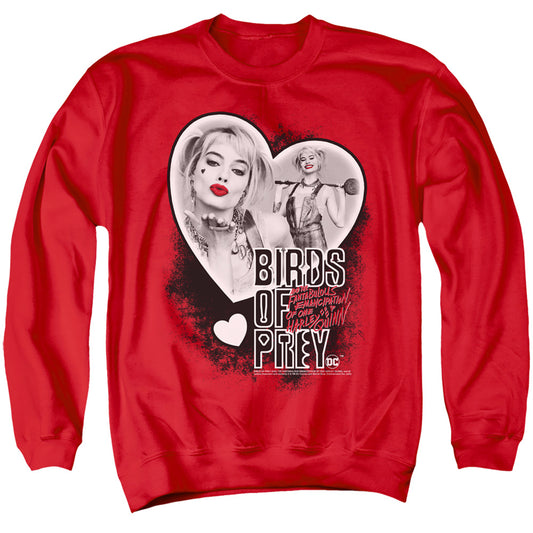 Birds Of Prey Heart Harley Mens Crewneck Sweatshirt Red Officially Licensed