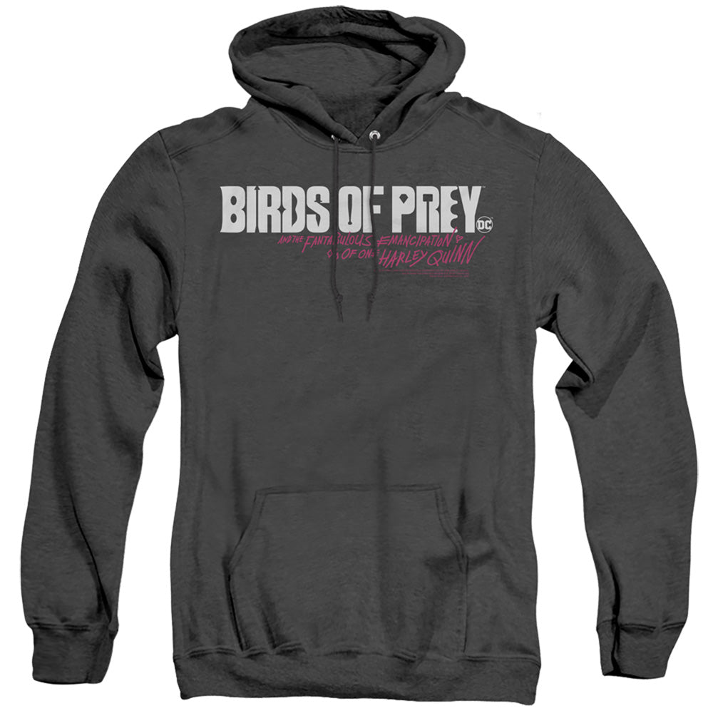 Birds Of Prey Horizontal Logo Heather Mens Hoodie Black