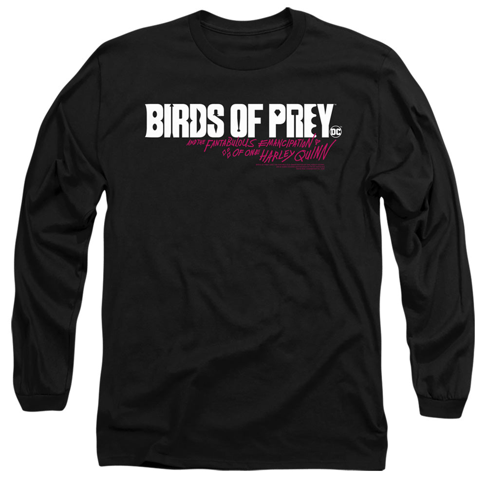 Birds Of Prey Horizontal Logo Mens Long Sleeve Shirt Black Officially Licensed